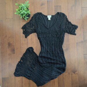 BLACK CROCHET VIINTAGE Y2K MAXI DRESS